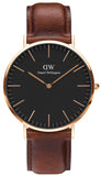 Buy Shop Daniel Wellington Classic St Mawes Black Dial Brown Leather Strap Watch For Men - DW00100124 USA Online