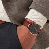 Buy Shop Daniel Wellington Classic St Mawes Black Dial Brown Leather Strap Watch For Men - DW00100124 USA Online