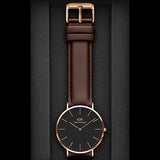 Buy Shop Daniel Wellington Bristol Black Dial Brown Leather Strap Watch For Men - DW00100125 USA Online