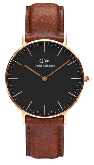 Buy Shop Daniel Wellington Classic Petite Bristol Black Dial Brown Leather Strap Watch For Women - DW00100221 USA Online
