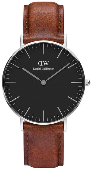 Buy Shop Daniel Wellington Classic Durham Black Dial Brown Leather Strap Watch For Women - DW00100142 USA Online