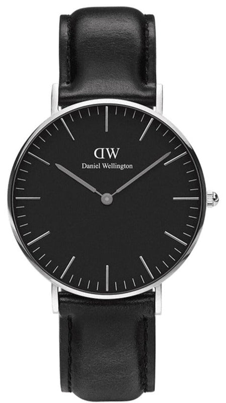 Buy Shop Daniel Wellington Classic Sheffield Black Dial Black Leather Strap Watch For Women - DW00100145 USA Online