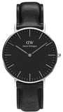 Buy Shop Daniel Wellington Classic Sheffield Black Dial Black Leather Strap Watch For Women - DW00100145 USA Online