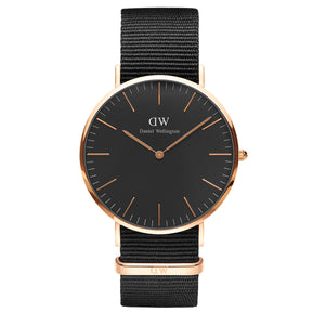 Buy Shop Daniel Wellington Classic Cornwall Black Dial Black Nylon Strap Watch For Women - DW00100148 USA Online