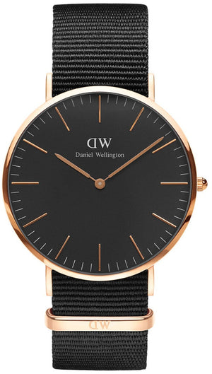 Buy Shop Daniel Wellington Classic Cornwall Black Dial Black Nylon Strap Watch For Women - DW00100148 USA Online