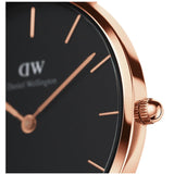 Buy Shop Daniel Wellington Classic Melrose Black Dial Rose Gold Mesh Bracelet Watch For Women - DW00100161 USA Online