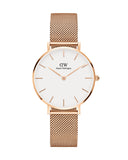 Buy Shop Daniel Wellington Classic Petite Melrose White Dial Rose Gold Mesh Bracelet Watch For Women - DW00100163 USA Online