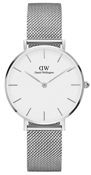 Buy Shop Daniel Wellington Petite Sterling White Dial Silver Mesh Bracelet Watch For Women - DW00100164 USA Online