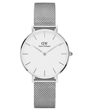 Buy Shop Daniel Wellington Petite Sterling White Dial Silver Mesh Bracelet Watch For Women - DW00100164 USA Online