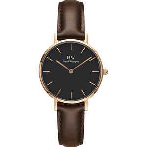 Buy Shop Daniel Wellington Classic Petite Bristol Black Dial Brown Leather Strap Watch For Women - DW00100165 USA Online