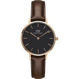 Buy Shop Daniel Wellington Classic Petite Bristol Black Dial Brown Leather Strap Watch For Women - DW00100165 USA Online