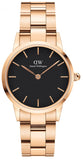 Buy Shop Daniel Wellington Iconic Link Analog Black Dial Rose Gold Steel Strap Watch For Women - DW00100214 USA Online