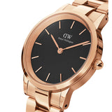Buy Shop Daniel Wellington Iconic Link Analog Black Dial Rose Gold Steel Strap Watch For Women - DW00100214 USA Online