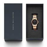 Buy Shop Daniel Wellington Iconic Link Analog Black Dial Rose Gold Steel Strap Watch For Women - DW00100214 USA Online