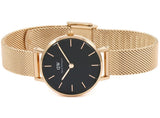 Buy Shop Daniel Wellington Classic Petite Melrose Black Dial Rose Gold Mesh Bracelet Watch For Women - DW00100217 USA Online