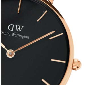 Buy Shop Daniel Wellington Classic Petite Melrose Black Dial Rose Gold Mesh Bracelet Watch For Women - DW00100217 USA Online