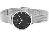 Buy Shop Daniel Wellington Petite Sterling Black Dial Silver Mesh Bracelet Watch For Women - DW00100218 USA Online
