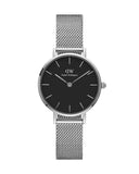 Buy Shop Daniel Wellington Petite Sterling Black Dial Silver Mesh Bracelet Watch For Women - DW00100218 USA Online