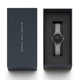 Buy Shop Daniel Wellington Petite Sterling Black Dial Silver Mesh Bracelet Watch For Women - DW00100218 USA Online