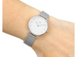 Buy Shop Daniel Wellington Petite Sterling White Dial Silver Mesh Bracelet Watch For Women - DW00100220 USA Online