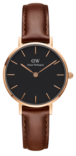 Buy Shop Daniel Wellington Classic Petite St Mawes Black Dial Brown Leather Strap Watch For Women - DW00100225 USA Online