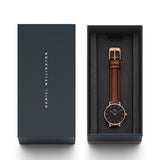 Buy Shop Daniel Wellington Classic Petite St Mawes Black Dial Brown Leather Strap Watch For Women - DW00100225 USA Online