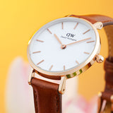 Buy Shop Daniel Wellington Classic Petite St Mawes White Dial Brown Leather Strap Watch For Women - DW00100231 USA Online