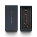 Buy Shop Daniel Wellington Classic Petite Bristol Black Dial Brown Leather Strap Watch For Women - DW00100233 USA Online