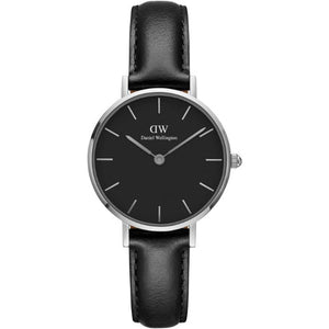 Buy Shop Daniel Wellington Classic Petite Sheffield Black Dial Black Leather Strap Watch For Women - DW00100236 USA Online