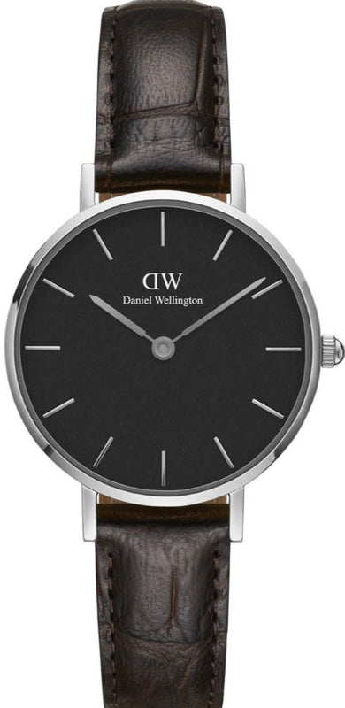 Buy Shop Daniel Wellington Classic Petite York Black Dial Brown Leather Strap Watch For Women - DW00100238 USA Online
