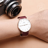 Buy Shop Daniel Wellington Classic Roselyn White Dial Maroon Nylon Strap Watch For Women - DW00100267 USA Online