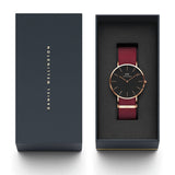 Buy Shop Daniel Wellington Classic Roselyn Black Dial Maroon Nylon Strap Watch For Women - DW00100269 USA Online