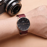 Buy Shop Daniel Wellington Classic Roselyn Black Dial Maroon Nylon Strap Watch For Women - DW00100269 USA Online