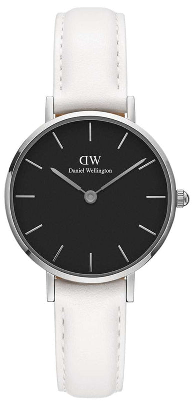 Buy Shop Daniel Wellington Classic Petite Bondi Black Dial White Leather Strap Watch For Women - DW00100284 USA Online