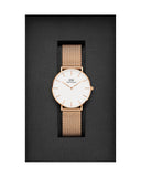 Daniel Wellington Petite Melrose White Dial Rose Gold Mesh Strap Watch For Women - DW00100305