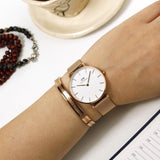 Daniel Wellington Petite Melrose White Dial Rose Gold Mesh Strap Watch For Women - DW00100305