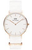 Buy Shop Daniel Wellington Classic Dover White Dial White Nylon Strap Watch For Women - DW00100309 USA Online