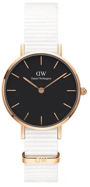Buy Shop Daniel Wellington Classic Petite Dover Black Dial White NATO Strap Watch For Women - DW00100314 USA Online