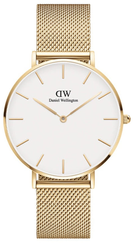 Buy Shop Daniel Wellington Classic Petite Evergold White Dial Gold Mesh Bracelet Watch For Women - DW00100346 USA Online