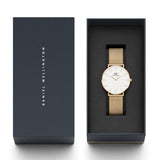 Buy Shop Daniel Wellington Classic Petite Evergold White Dial Gold Mesh Bracelet Watch For Women - DW00100346 USA Online