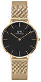 Buy Shop Daniel Wellington Classic Petite Black Dial Gold Mesh Bracelet Watch For Women - DW00100347 USA Online