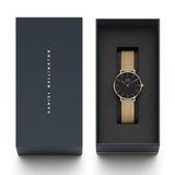 Buy Shop Daniel Wellington Classic Petite Black Dial Gold Mesh Bracelet Watch For Women - DW00100347 USA Online