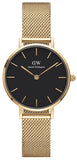 Buy Shop Daniel Wellington Classic Petite Evergold Black Dial Gold Mesh Bracelet Watch For Women - DW00100349 USA Online