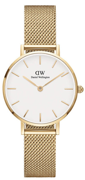 Buy Shop Daniel Wellington Classic Petite Evergold White Dial Gold Mesh Bracelet Watch For Women - DW00100350 USA Online