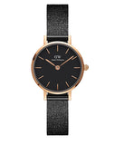 Buy Shop Daniel Wellington Classic Petite Pressed Ashfield Black Dial Black Mesh Bracelet Watch For Women - DW00100441 USA Online