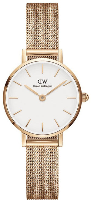 Buy Shop Daniel Wellington Petite Pressed Melrose White Dial Gold Mesh Bracelet Watch For Women - DW00100447 USA Online