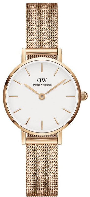 Buy Shop Daniel Wellington Petite Pressed Melrose White Dial Gold Mesh Bracelet Watch For Women - DW00100447 USA Online