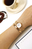 Buy Shop Daniel Wellington Petite Pressed Melrose White Dial Gold Mesh Bracelet Watch For Women - DW00100447 USA Online
