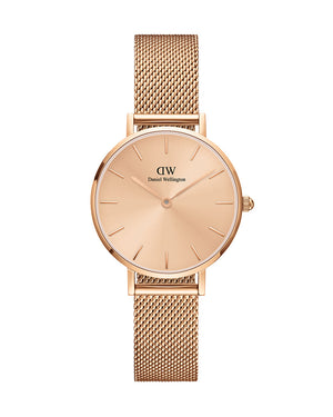 Buy Shop Daniel Wellington Petite Rose Gold Dial Rose Gold Mesh Bracelet Watch For Women - DW00100470 USA Online