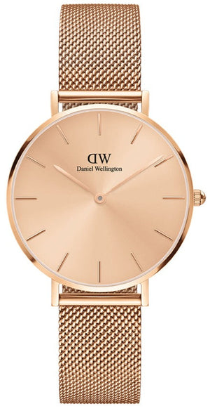 Buy Shop Daniel Wellington Petite Rose Gold Dial Rose Gold Mesh Bracelet Watch For Women - DW00100470 USA Online
